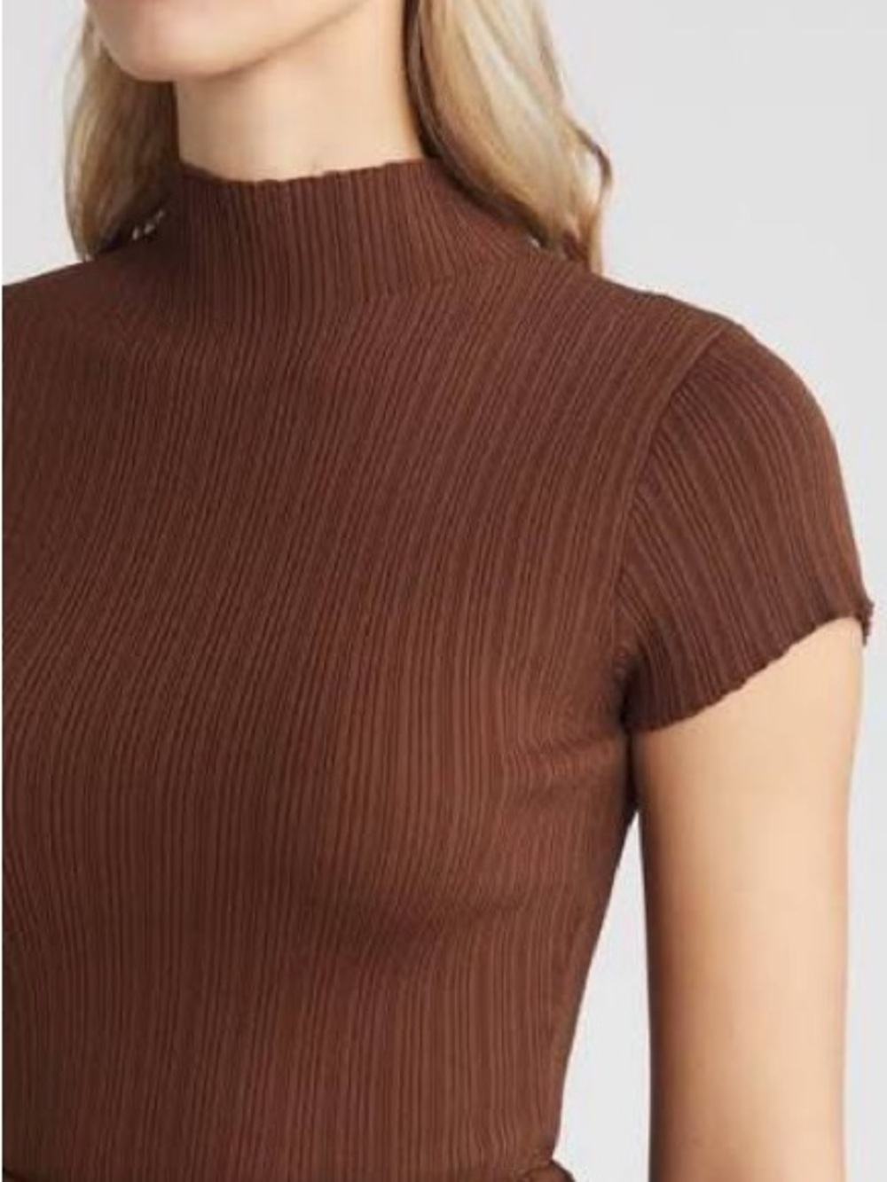 En Saison Brown Ribbed-Bodice Mixed Media Maxi Dress - Picture 3 of 6